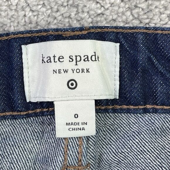 Kate Spade X Target Jeans Women’s 0 Blue Wide Leg Mid-Rise Dark Wash Cuffed - Picture 5 of 11
